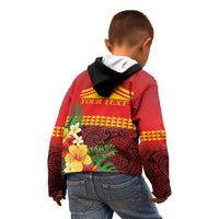 Hawaii Ku Kia'i Mauna Personalized Kid Hoodie Hibiscus Kakau Pattern