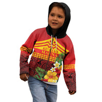 Hawaii Ku Kia'i Mauna Personalized Kid Hoodie Hibiscus Kakau Pattern