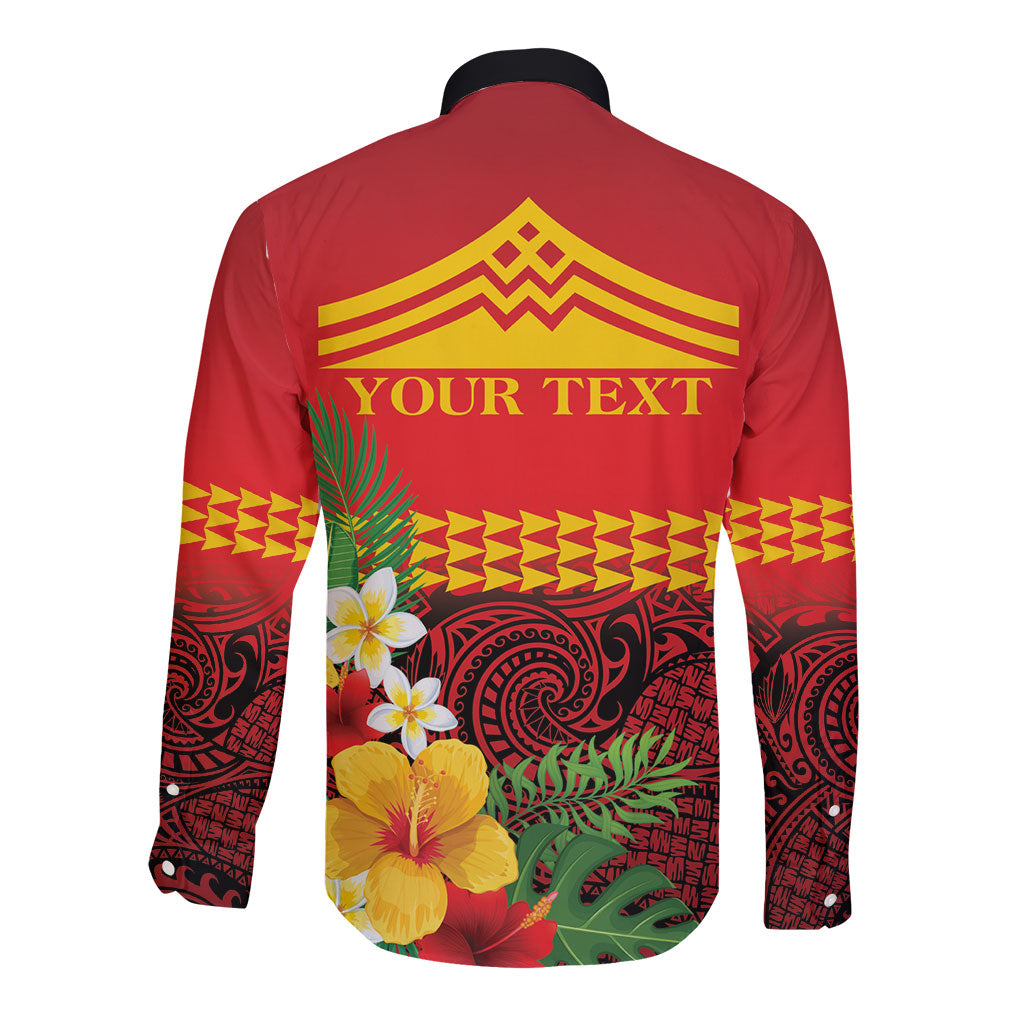 Hawaii Ku Kia'i Mauna Personalized Long Sleeve Button Shirt Hibiscus Kakau Pattern