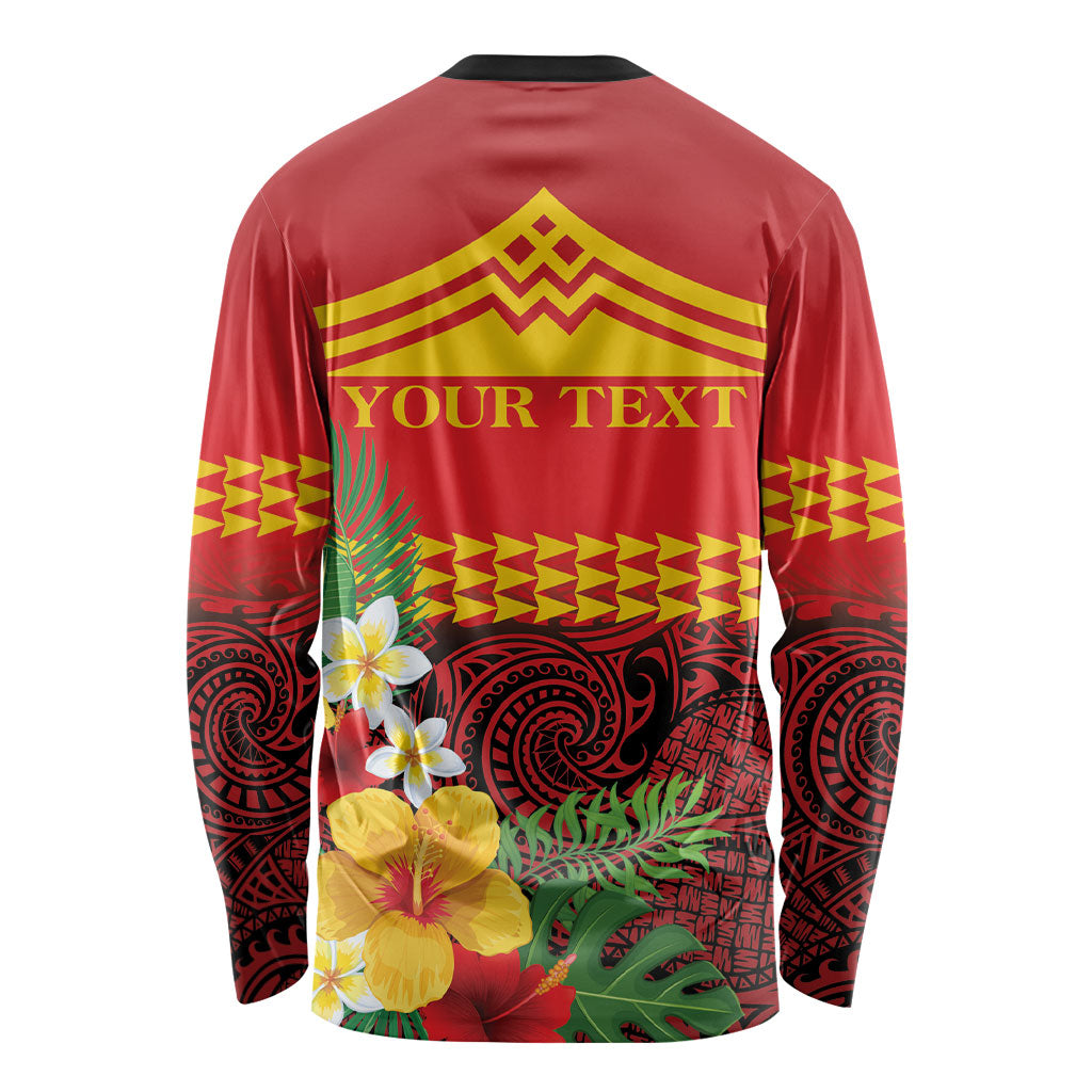Hawaii Ku Kia'i Mauna Personalized Long Sleeve Shirt Hibiscus Kakau Pattern