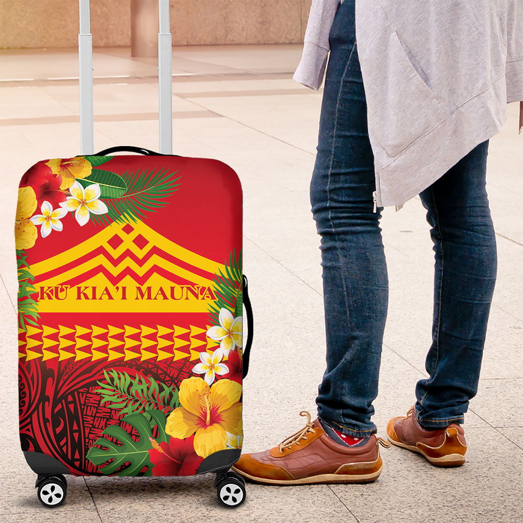 Hawaii Ku Kia'i Mauna Luggage Cover Hibiscus Kakau Pattern