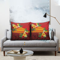 Hawaii Ku Kia'i Mauna Pillow Cover Hibiscus Kakau Pattern