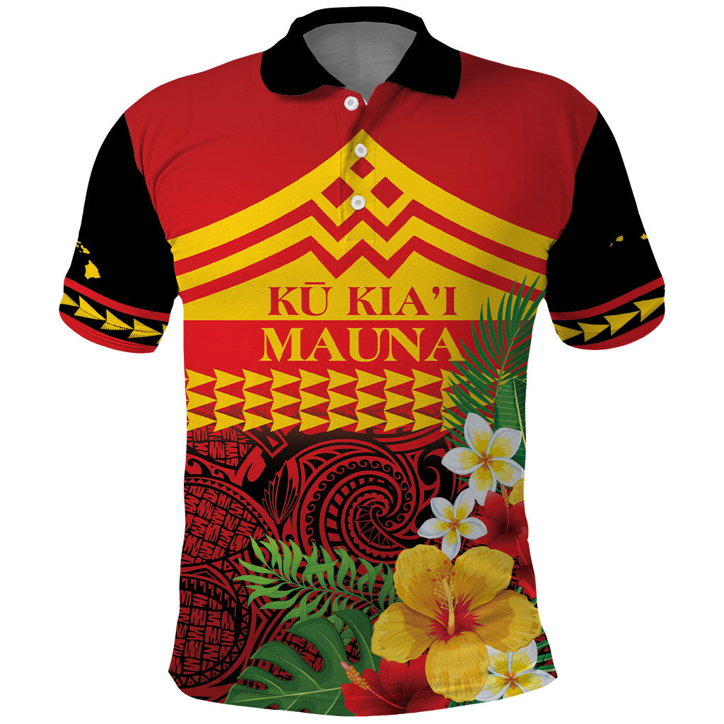 Hawaii Ku Kia'i Mauna Personalized Polo Shirt Hibiscus Kakau Pattern