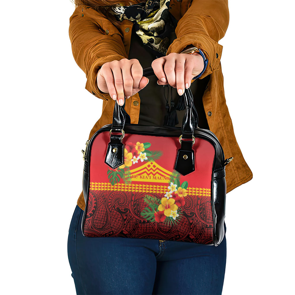 Hawaii Ku Kia'i Mauna Shoulder Handbag Hibiscus Kakau Pattern