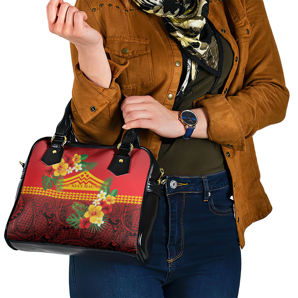Hawaii Ku Kia'i Mauna Shoulder Handbag Hibiscus Kakau Pattern