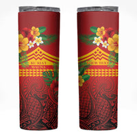 Hawaii Ku Kia'i Mauna Personalized Skinny Tumbler Hibiscus Kakau Pattern