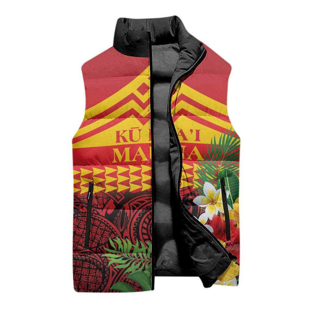 Hawaii Ku Kia'i Mauna Personalized Sleeveless Puffer Jacket Hibiscus Kakau Pattern