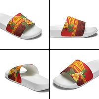 Hawaii Ku Kia'i Mauna Slide Sandals Hibiscus Kakau Pattern