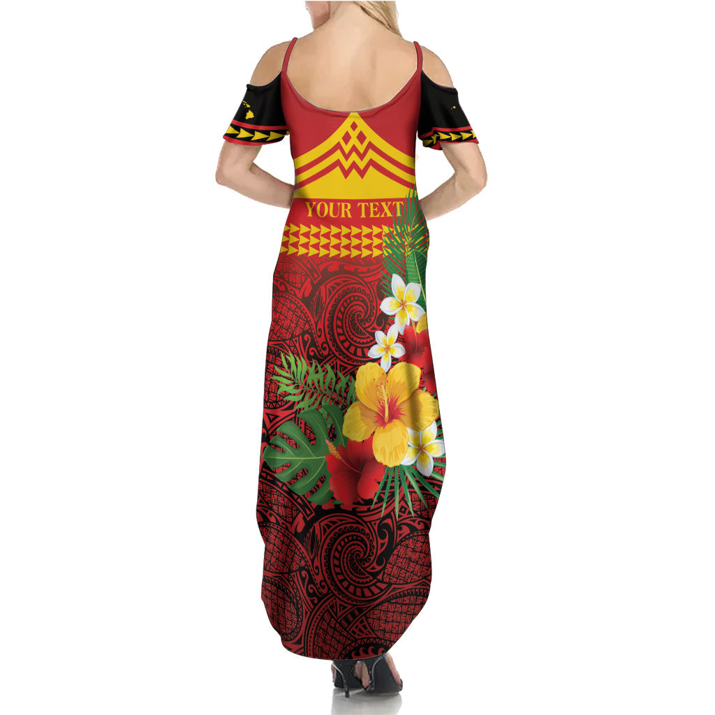 Hawaii Ku Kia'i Mauna Personalized Summer Maxi Dress Hibiscus Kakau Pattern