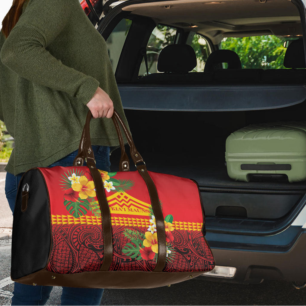 Hawaii Ku Kia'i Mauna Travel Bag Hibiscus Kakau Pattern