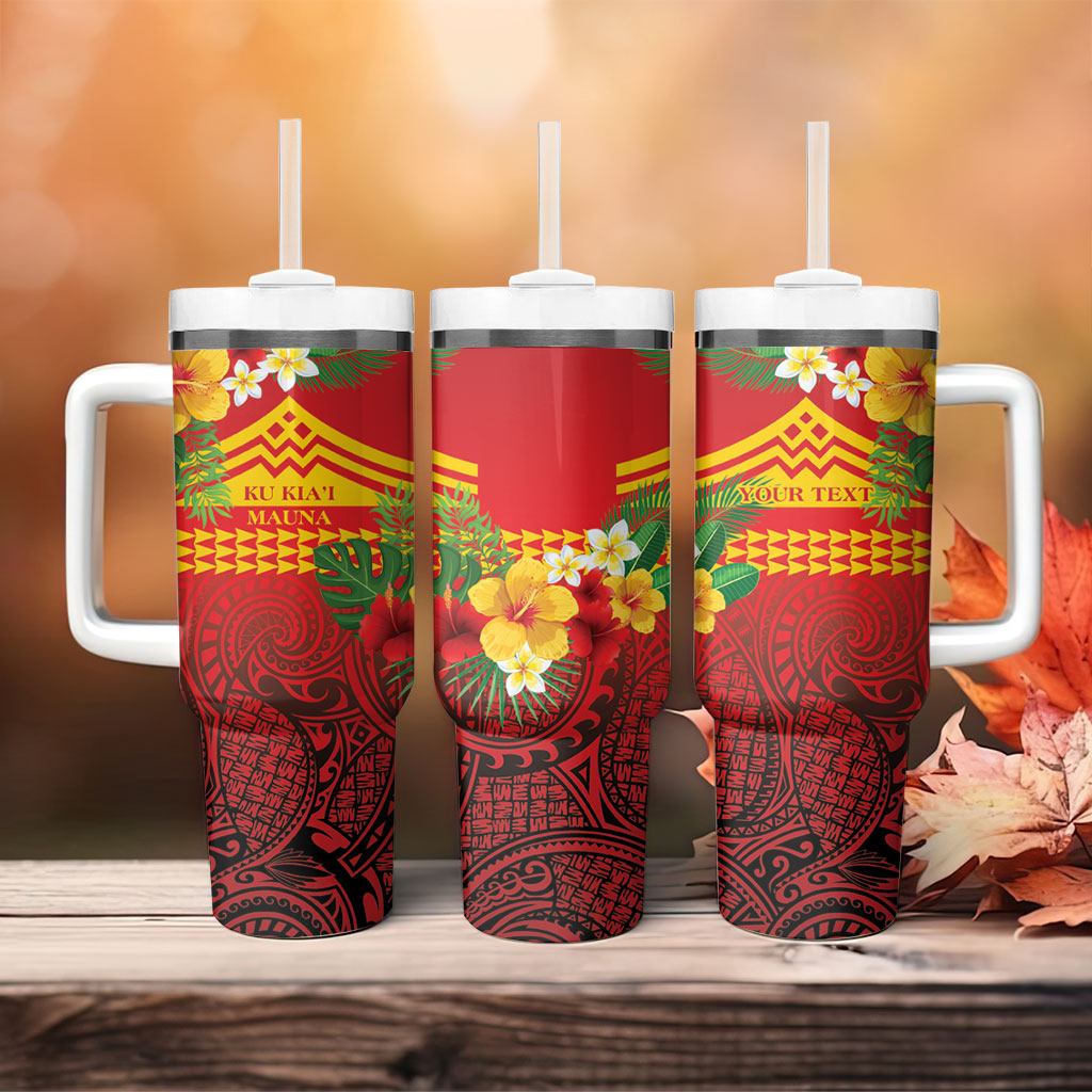 Hawaii Ku Kia'i Mauna Personalized Tumbler With Handle Hibiscus Kakau Pattern