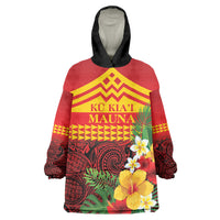 Hawaii Ku Kia'i Mauna Personalized Wearable Blanket Hoodie Hibiscus Kakau Pattern