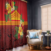 Hawaii Ku Kia'i Mauna Window Curtain Hibiscus Kakau Pattern