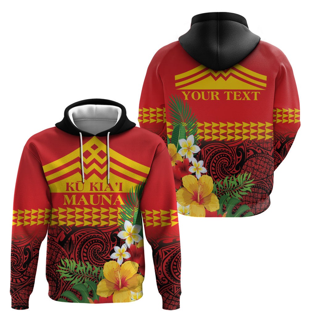 Hawaii Ku Kia'i Mauna Personalized Zip Hoodie Hibiscus Kakau Pattern