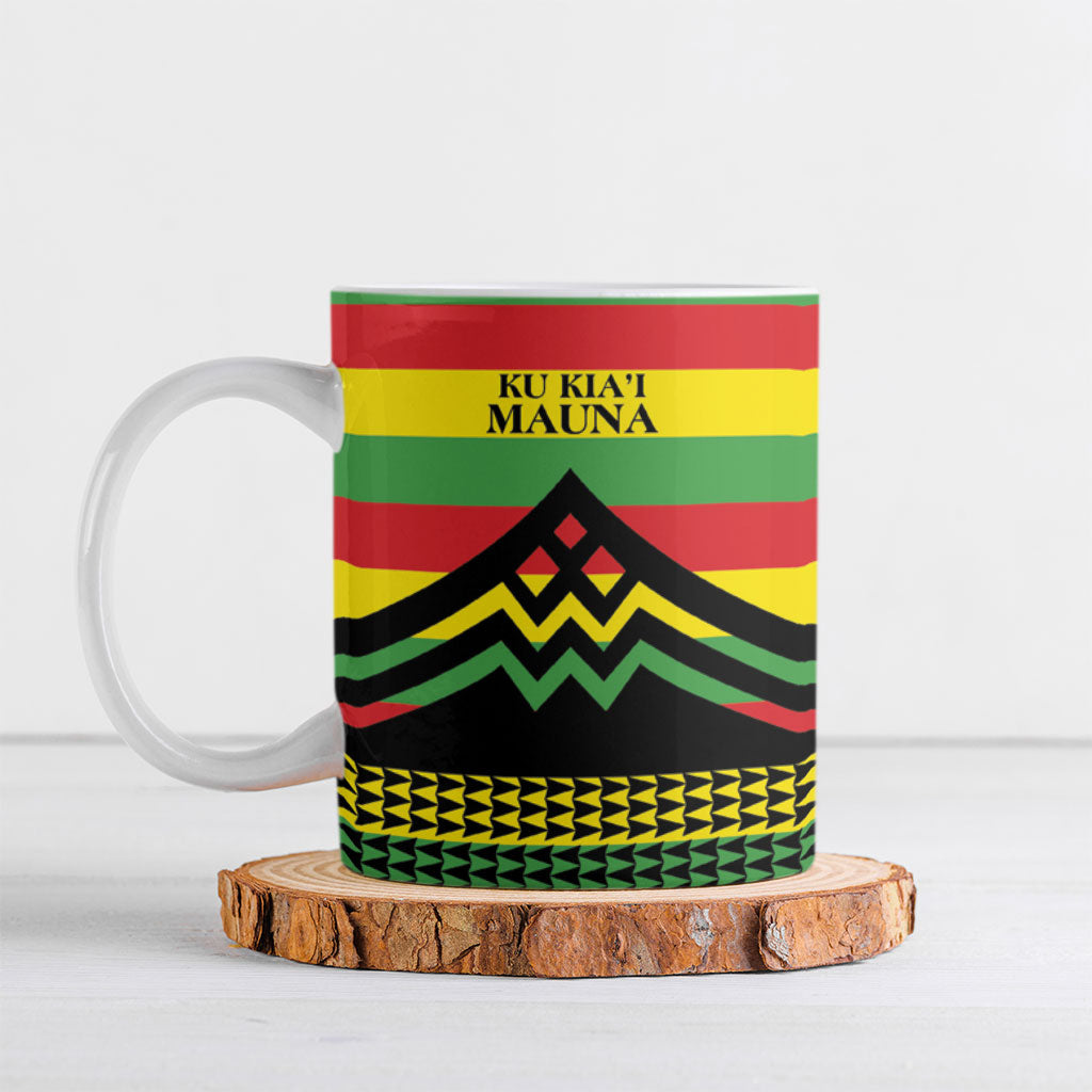 Hawaii Ku Kia'i Mauna Personalized Ceramic Mug Hawaiian Kanaka Maoli Motif LT9 Green - Polynesian Pride