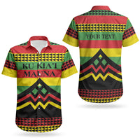Hawaii Ku Kia'i Mauna Personalized Couples Matching Off Shoulder Short Dress and Hawaiian Shirt Hawaiian Kanaka Maoli Motif LT9 - Polynesian Pride