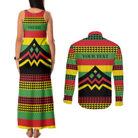 Hawaii Ku Kia'i Mauna Personalized Couples Matching Tank Maxi Dress and Long Sleeve Button Shirt Hawaiian Kanaka Maoli Motif