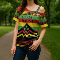 Hawaii Ku Kia'i Mauna Personalized Cross Shoulder Shirt Hawaiian Kanaka Maoli Motif
