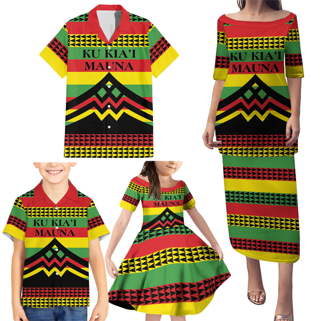 Hawaii Ku Kia'i Mauna Personalized Family Matching Puletasi and Hawaiian Shirt Hawaiian Kanaka Maoli Motif