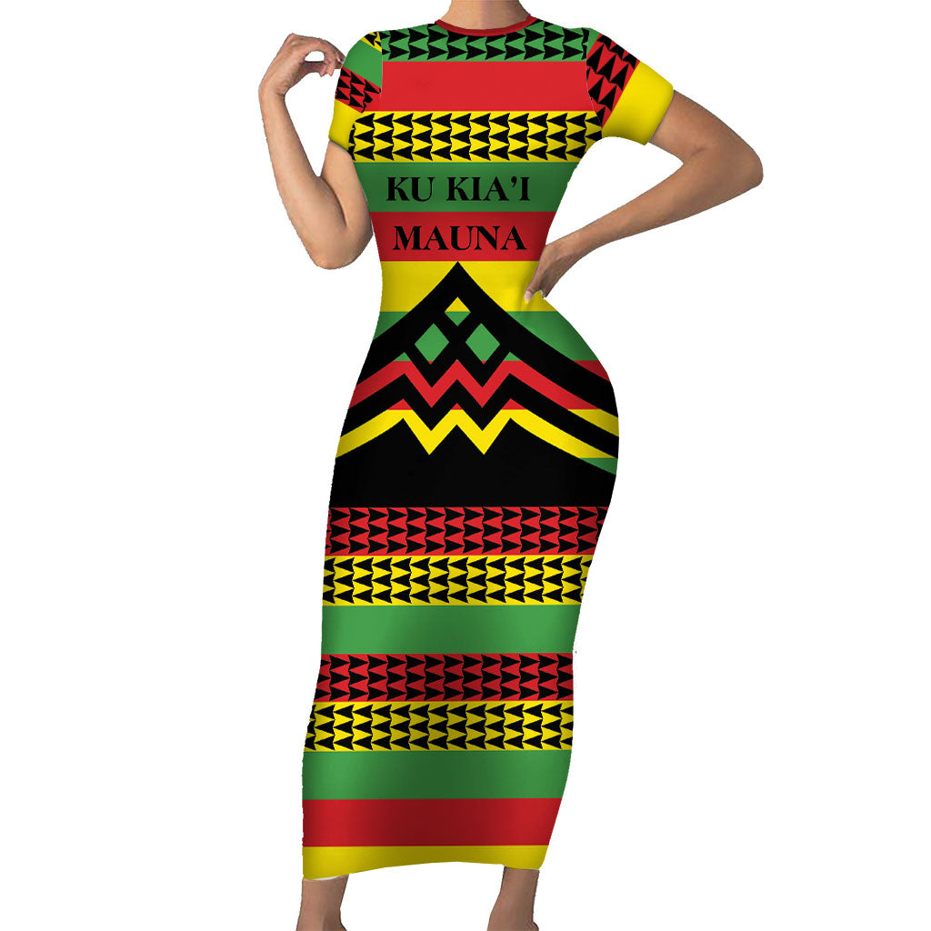 Hawaii Ku Kia'i Mauna Personalized Family Matching Short Sleeve Bodycon Dress and Hawaiian Shirt Hawaiian Kanaka Maoli Motif