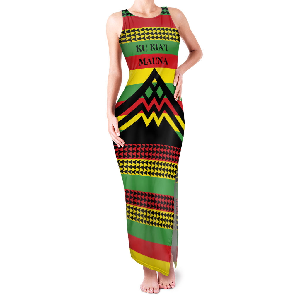 Hawaii Ku Kia'i Mauna Personalized Family Matching Tank Maxi Dress and Hawaiian Shirt Hawaiian Kanaka Maoli Motif