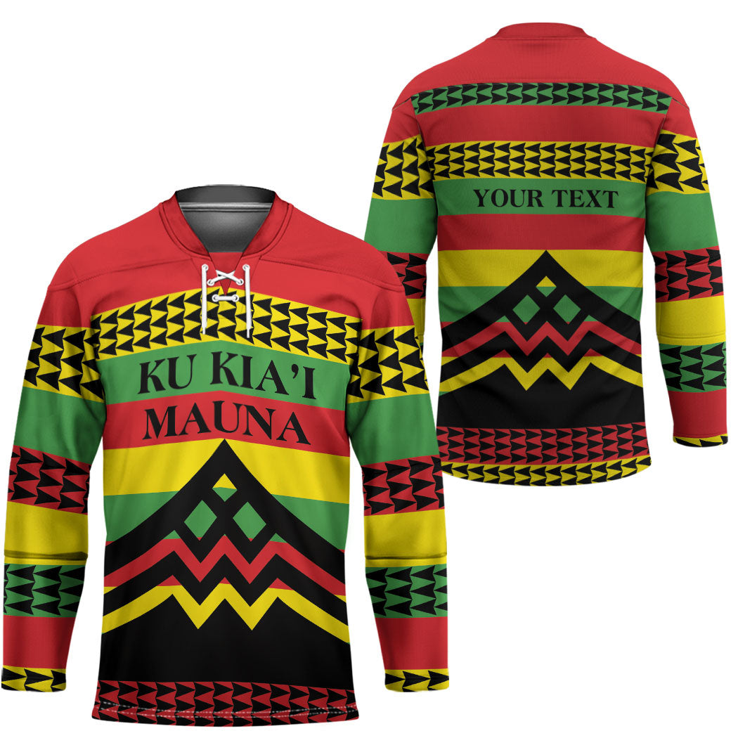 Hawaii Ku Kia'i Mauna Personalized Hockey Jersey Hawaiian Kanaka Maoli Motif