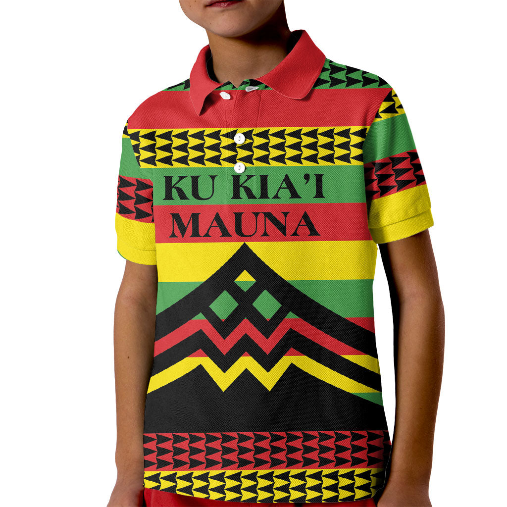 Hawaii Ku Kia'i Mauna Personalized Kid Polo Shirt Hawaiian Kanaka Maoli Motif