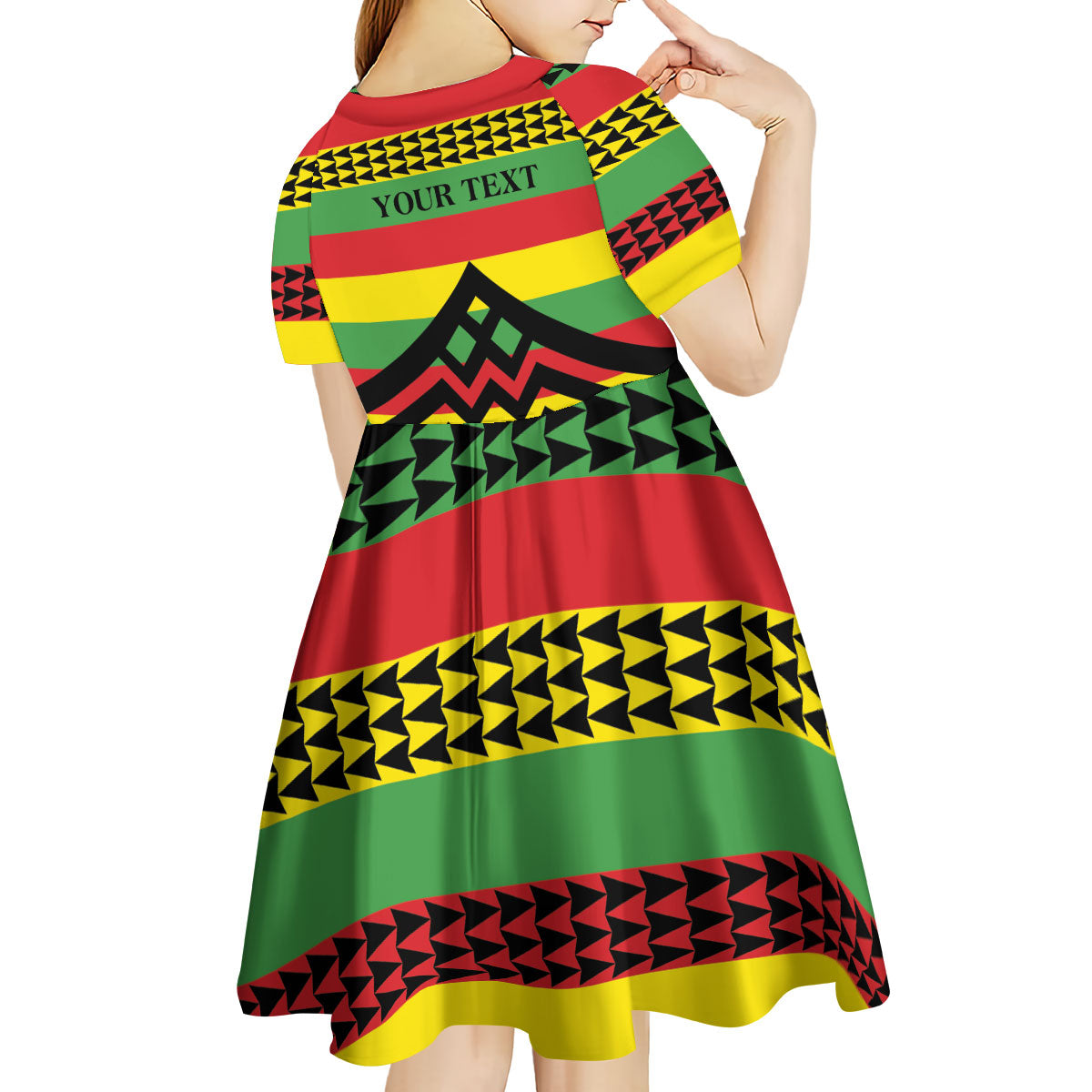 Hawaii Ku Kia'i Mauna Personalized Kid Short Sleeve Dress Hawaiian Kanaka Maoli Motif