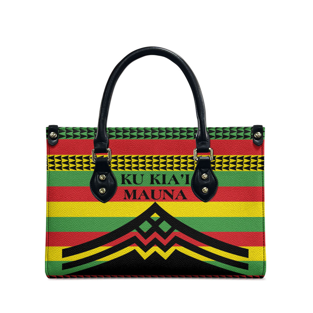 Hawaii Ku Kia'i Mauna Leather Bag Hawaiian Kanaka Maoli Motif