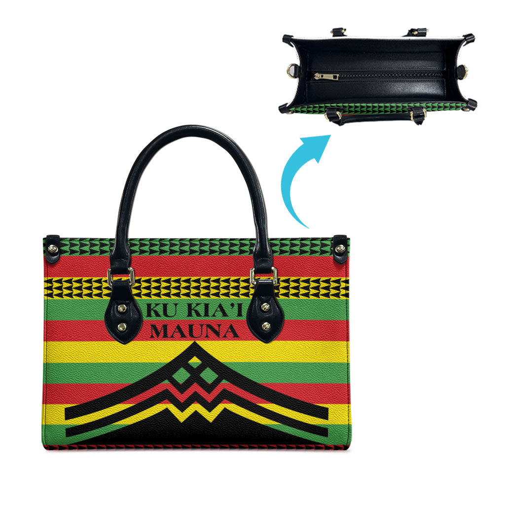 Hawaii Ku Kia'i Mauna Leather Bag Hawaiian Kanaka Maoli Motif