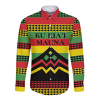 Hawaii Ku Kia'i Mauna Personalized Long Sleeve Button Shirt Hawaiian Kanaka Maoli Motif
