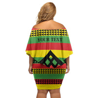 Hawaii Ku Kia'i Mauna Personalized Off Shoulder Short Dress Hawaiian Kanaka Maoli Motif