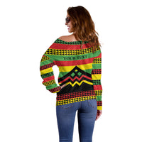 Hawaii Ku Kia'i Mauna Personalized Off Shoulder Sweater Hawaiian Kanaka Maoli Motif