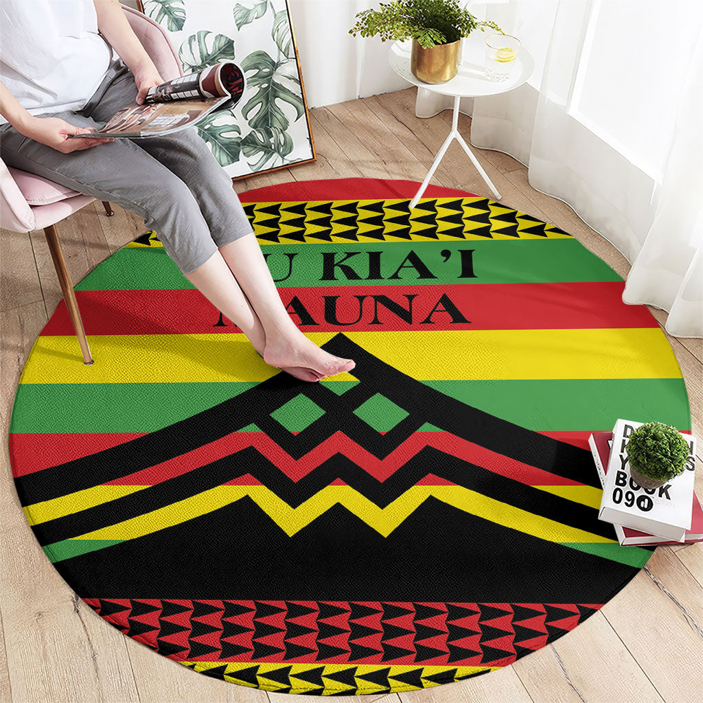 Hawaii Ku Kia'i Mauna Round Carpet Hawaiian Kanaka Maoli Motif