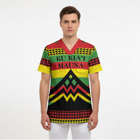 Hawaii Ku Kia'i Mauna Personalized Scrub Top Hawaiian Kanaka Maoli Motif