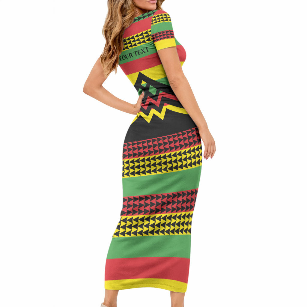 Hawaii Ku Kia'i Mauna Personalized Short Sleeve Bodycon Dress Hawaiian Kanaka Maoli Motif LT9 - Polynesian Pride
