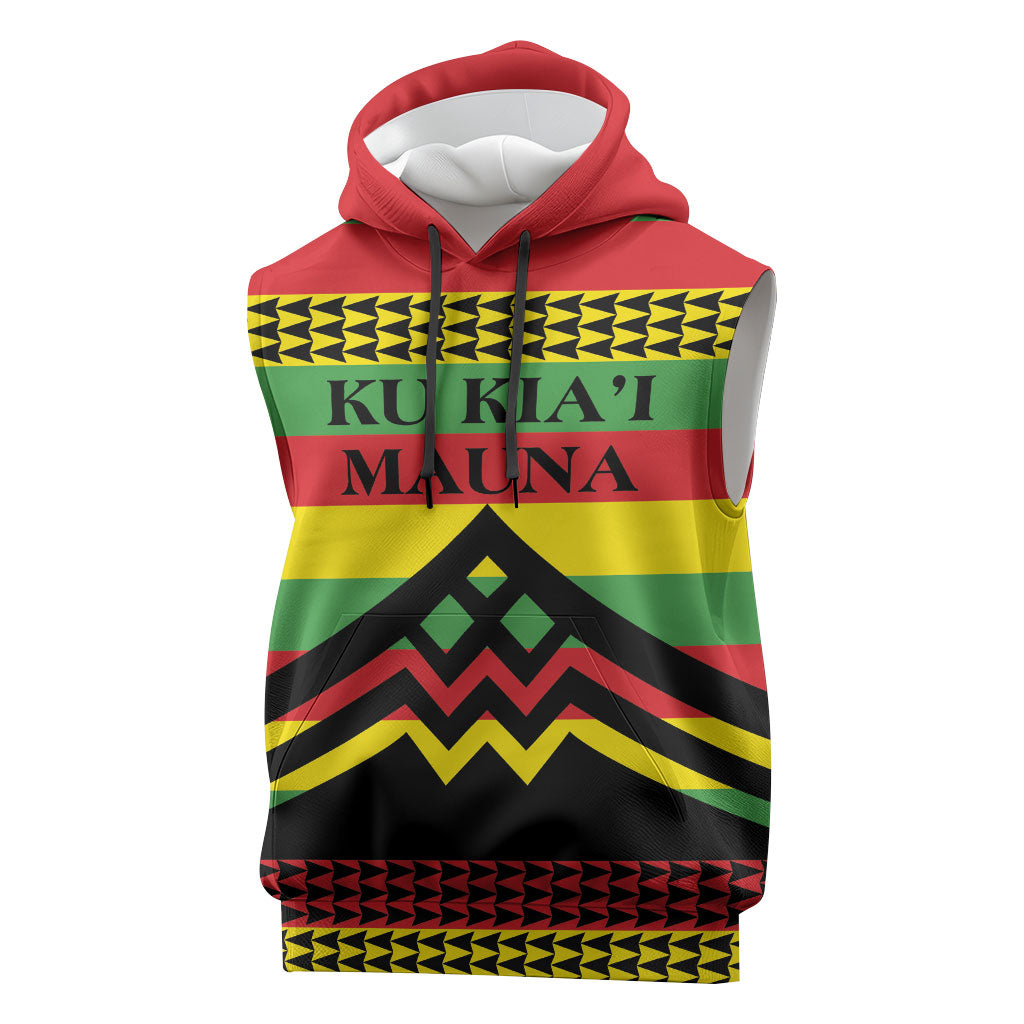 Hawaii Ku Kia'i Mauna Personalized Sleeveless Hoodie Hawaiian Kanaka Maoli Motif