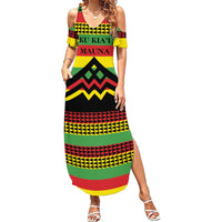 Hawaii Ku Kia'i Mauna Personalized Summer Maxi Dress Hawaiian Kanaka Maoli Motif