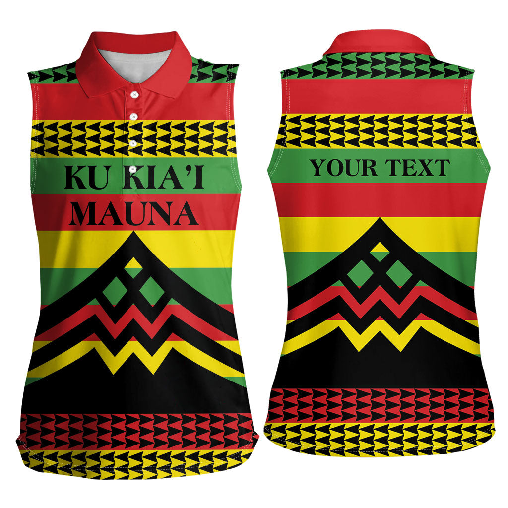 Hawaii Ku Kia'i Mauna Personalized Women Sleeveless Polo Shirt Hawaiian Kanaka Maoli Motif