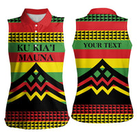 Hawaii Ku Kia'i Mauna Personalized Women Sleeveless Polo Shirt Hawaiian Kanaka Maoli Motif