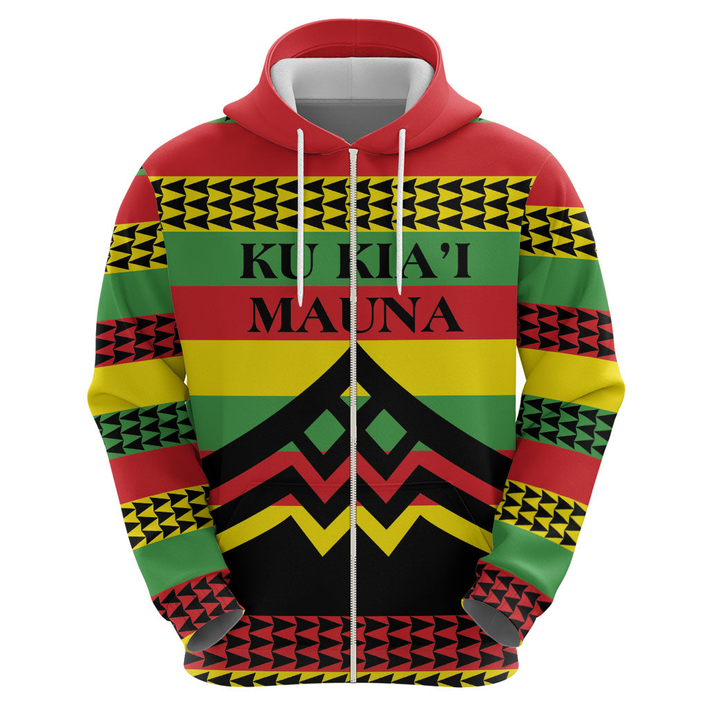 Hawaii Ku Kia'i Mauna Personalized Zip Hoodie Hawaiian Kanaka Maoli Motif
