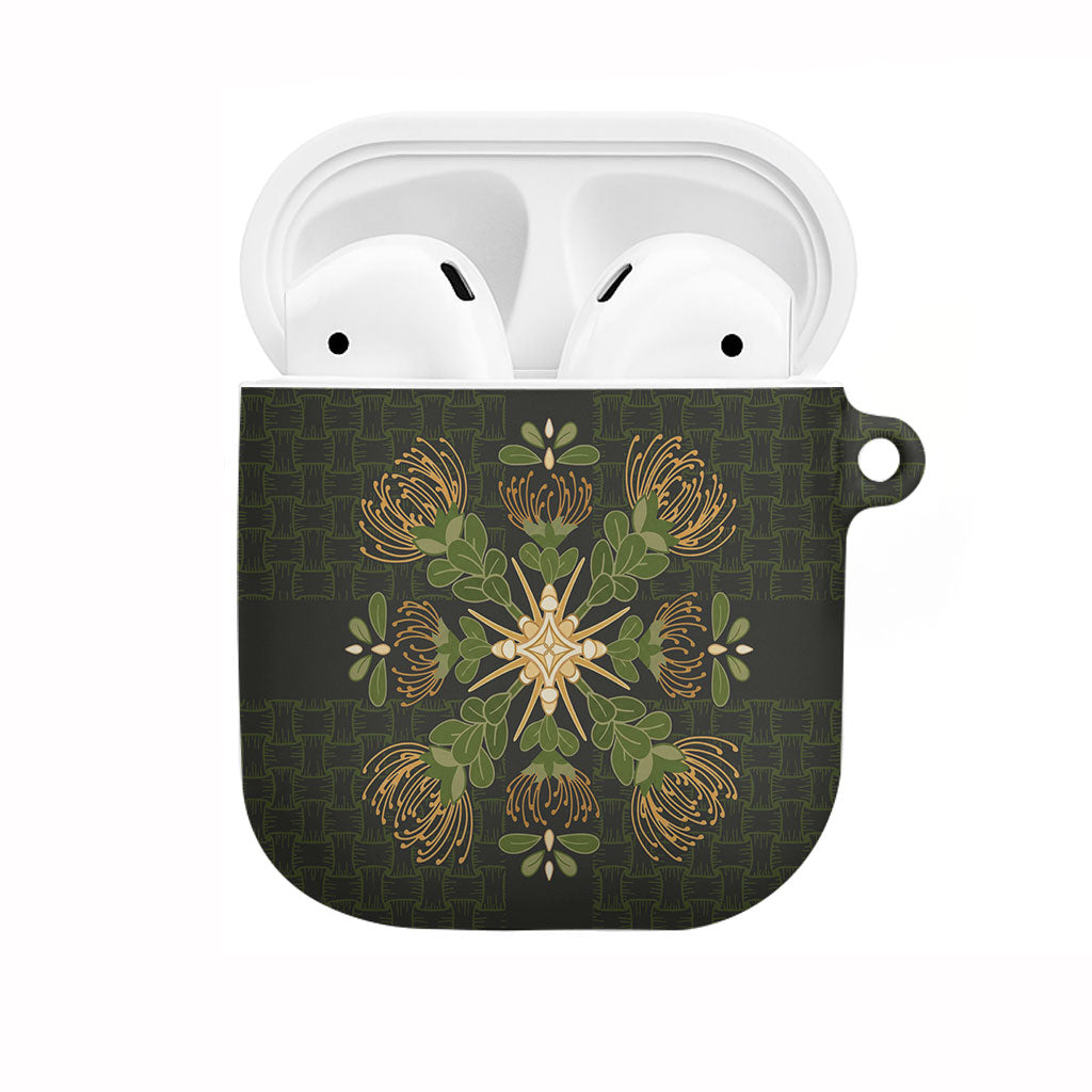 Hawaii Ohia Lehua Squares AirPods Case Hawaiian Quilt Inspired Floral Pattern LT9 Green - Polynesian Pride