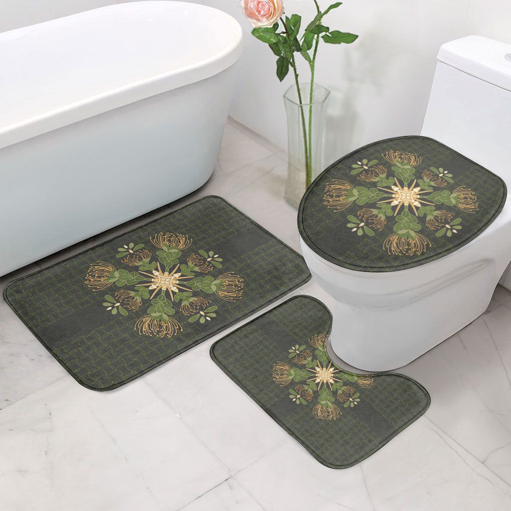Hawaii Ohia Lehua Squares Bathroom Set Hawaiian Quilt Inspired Floral Pattern