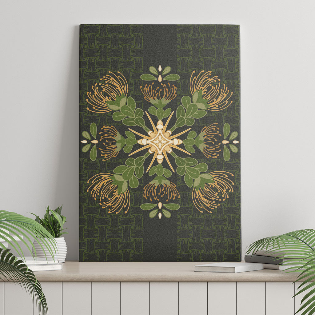 Hawaii Ohia Lehua Squares Canvas Wall Art Hawaiian Quilt Inspired Floral Pattern