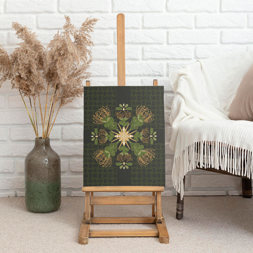 Hawaii Ohia Lehua Squares Canvas Wall Art Hawaiian Quilt Inspired Floral Pattern