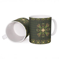Hawaii Ohia Lehua Squares Ceramic Mug Hawaiian Quilt Inspired Floral Pattern