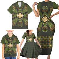Hawaii Ohia Lehua Squares Family Matching Short Sleeve Bodycon Dress and Hawaiian Shirt Hawaiian Quilt Inspired Floral Pattern