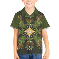 Hawaii Ohia Lehua Squares Family Matching Short Sleeve Bodycon Dress and Hawaiian Shirt Hawaiian Quilt Inspired Floral Pattern