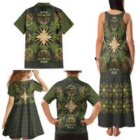 Hawaii Ohia Lehua Squares Family Matching Tank Maxi Dress and Hawaiian Shirt Hawaiian Quilt Inspired Floral Pattern