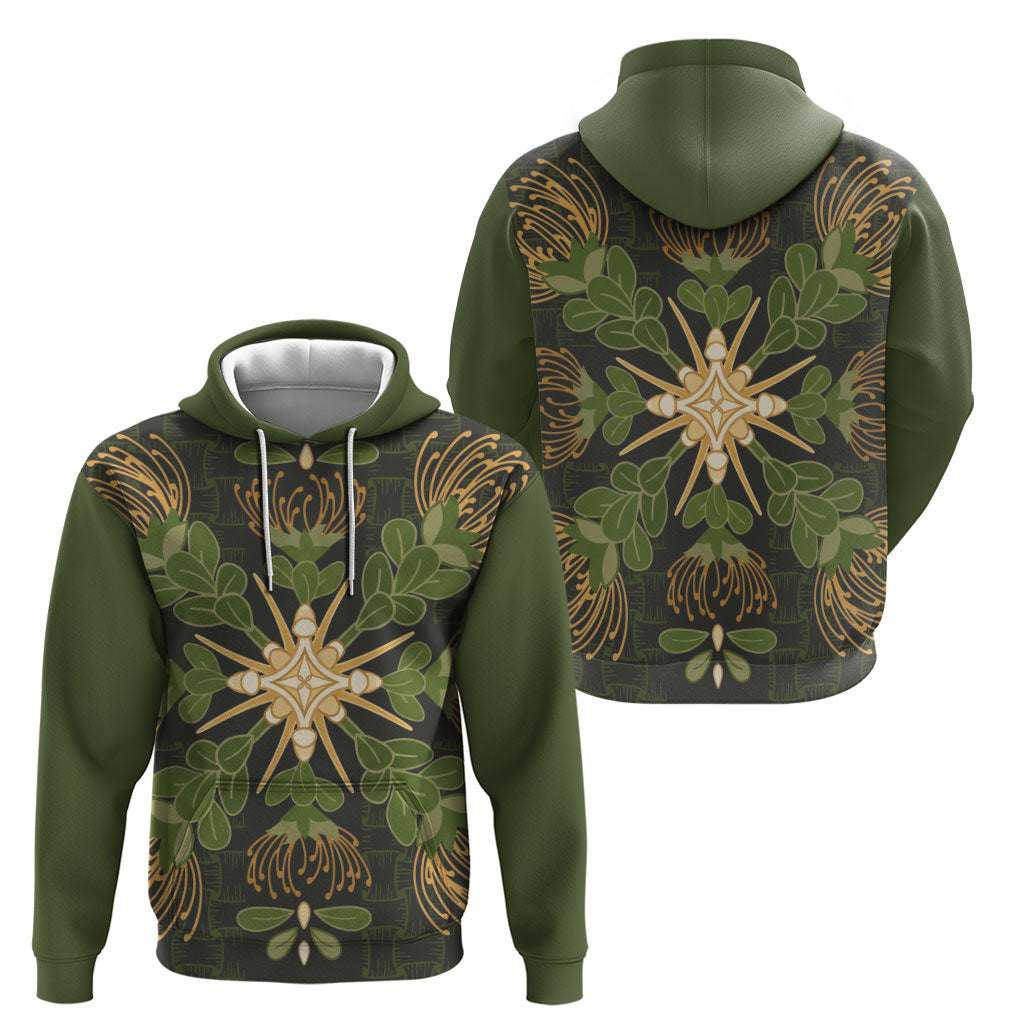 Hawaii Ohia Lehua Squares Hoodie Hawaiian Quilt Inspired Floral Pattern